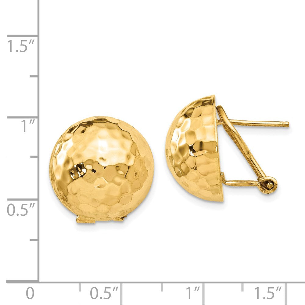 14K Gelbgold Gehämmert Omega Rückseite Ohrstecker