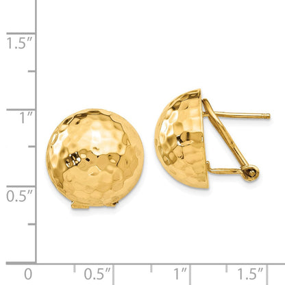 14K Gelbgold Gehämmert Omega Rückseite Ohrstecker