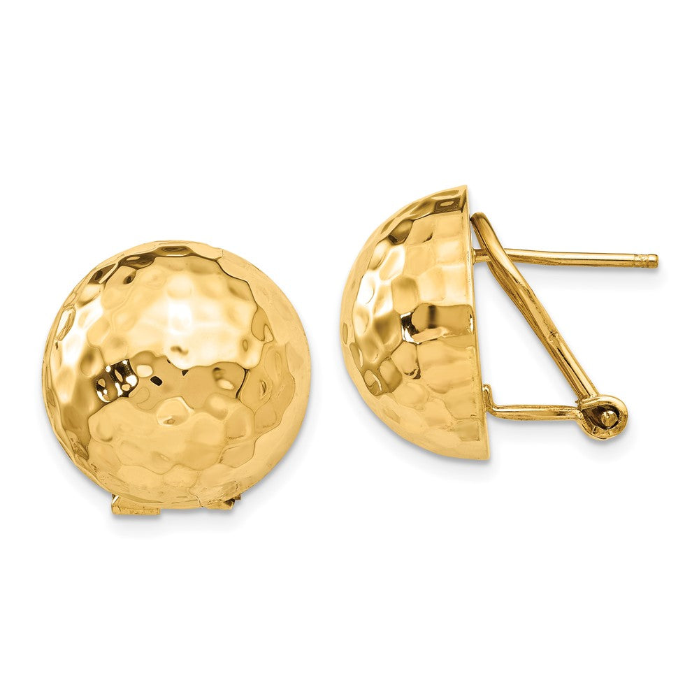 14K Gelbgold Gehämmert Omega Rückseite Ohrstecker