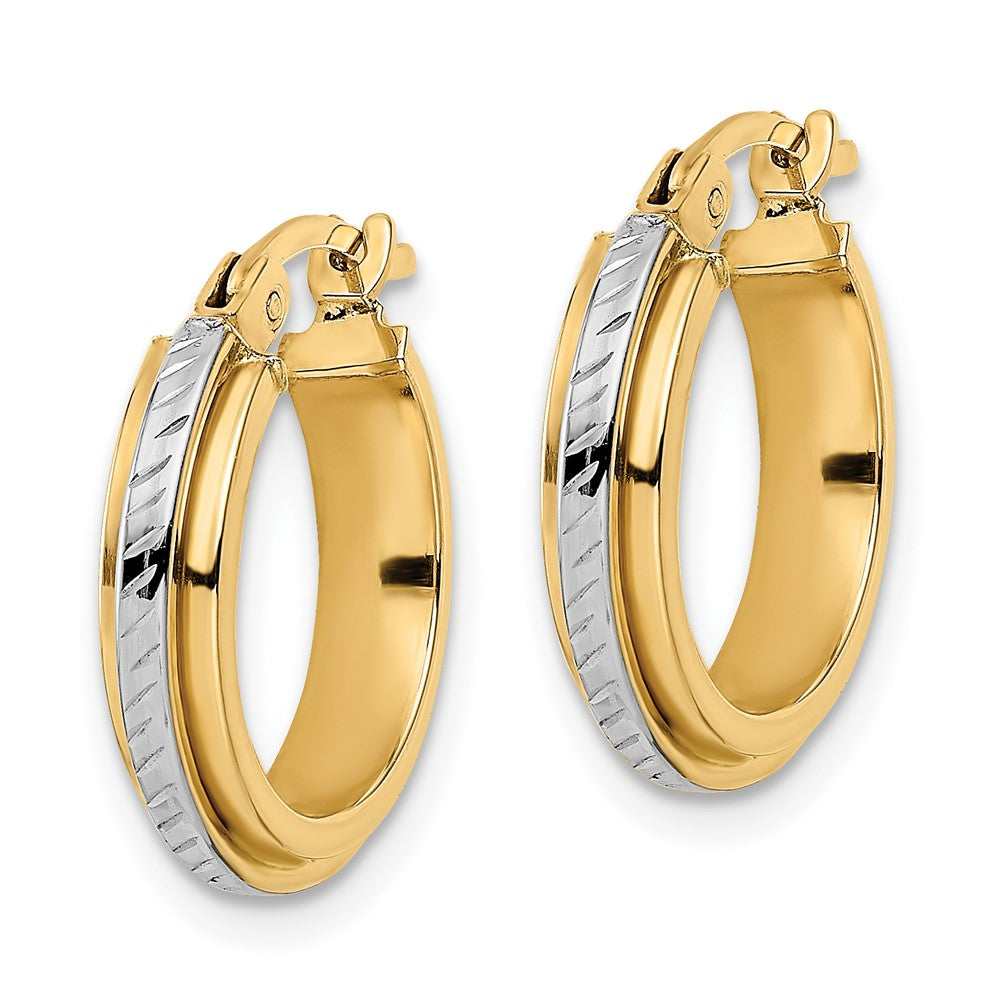 14K Gelb & Rhodium mit Weiß Diamantiert Creolen