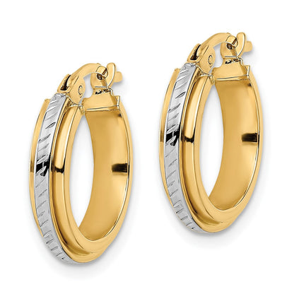 14K Gelb & Rhodium mit Weiß Diamantiert Creolen