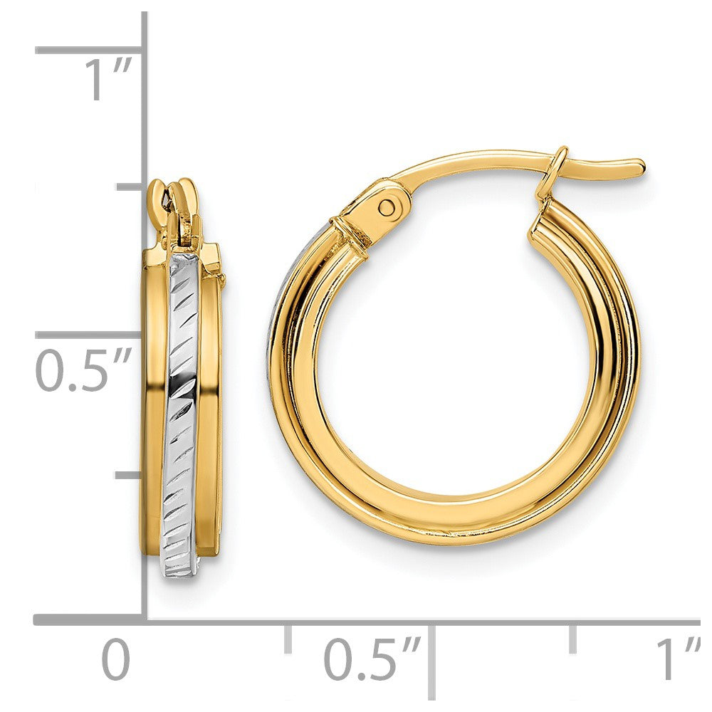 14K Gelb & Rhodium mit Weiß Diamantiert Creolen
