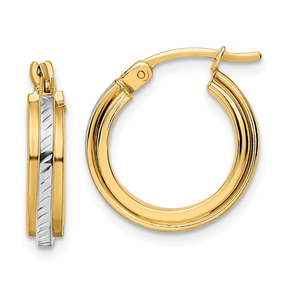 14K Gelb & Rhodium mit Weiß Diamantiert Creolen