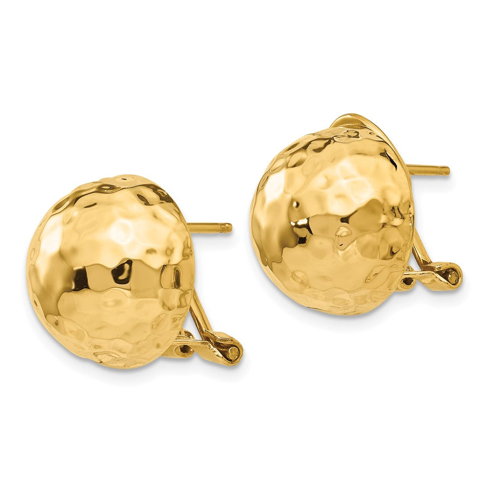 14K Gelbgold Gehämmert Omega Rückseite Ohrstecker