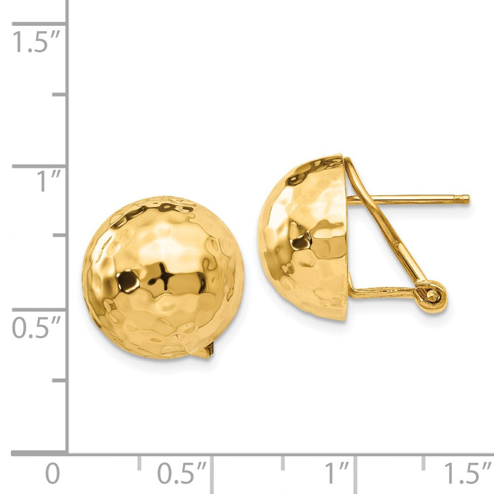 14K Gelbgold Gehämmert Omega Rückseite Ohrstecker
