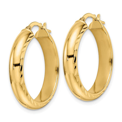 14K Gelbgold Poliert & Diamantiert Creolen