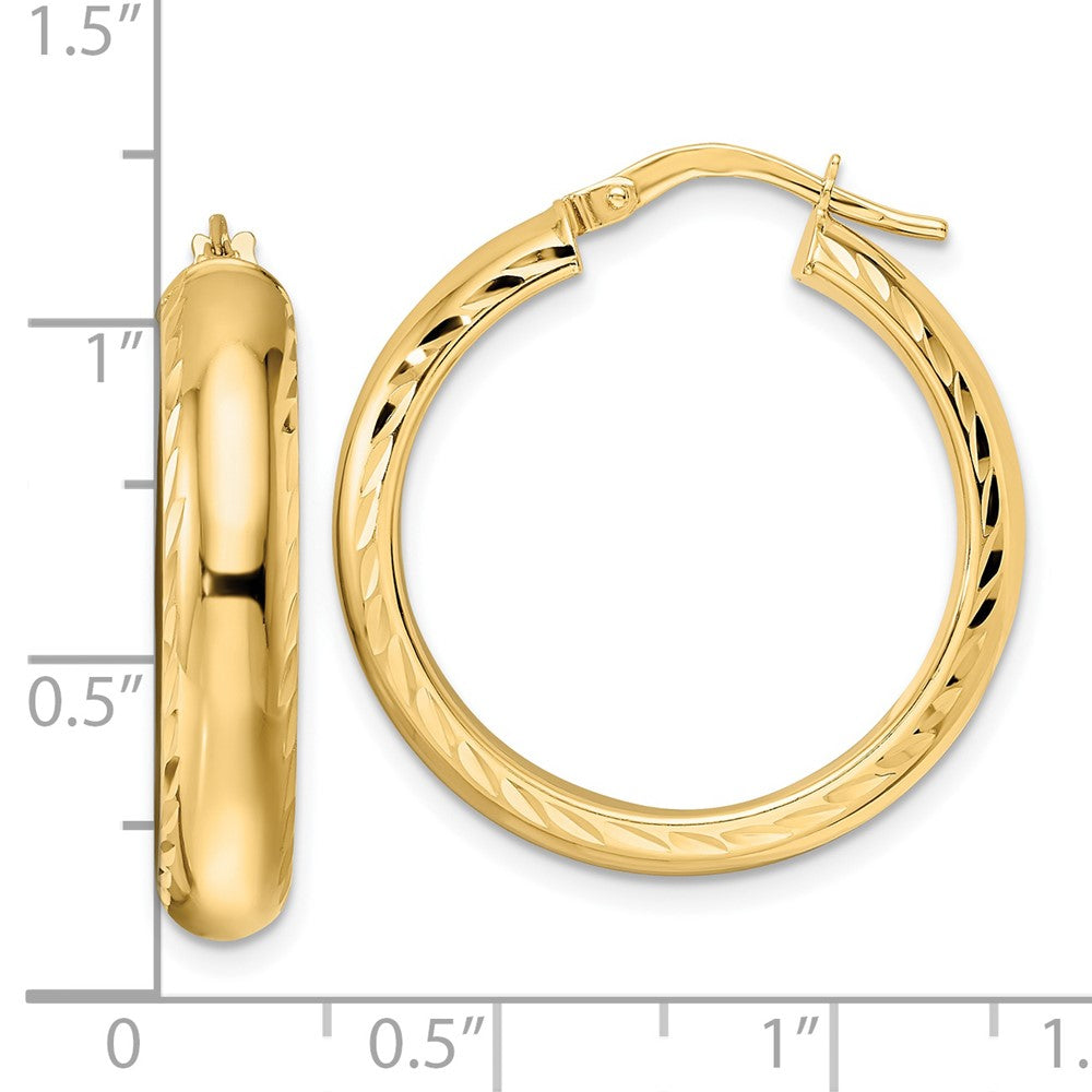 14K Gelbgold Poliert & Diamantiert Creolen