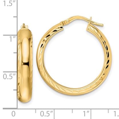 14K Gelbgold Poliert & Diamantiert Creolen