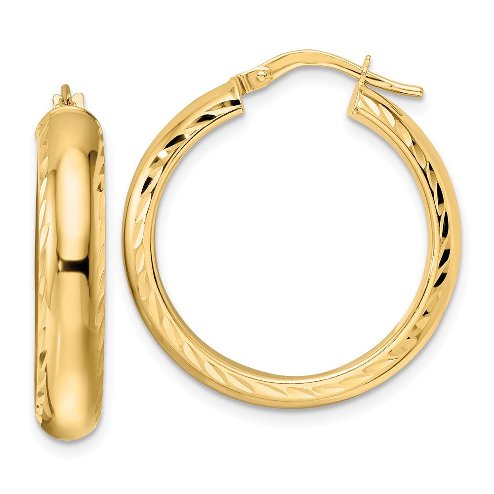 14K Gelbgold Poliert & Diamantiert Creolen