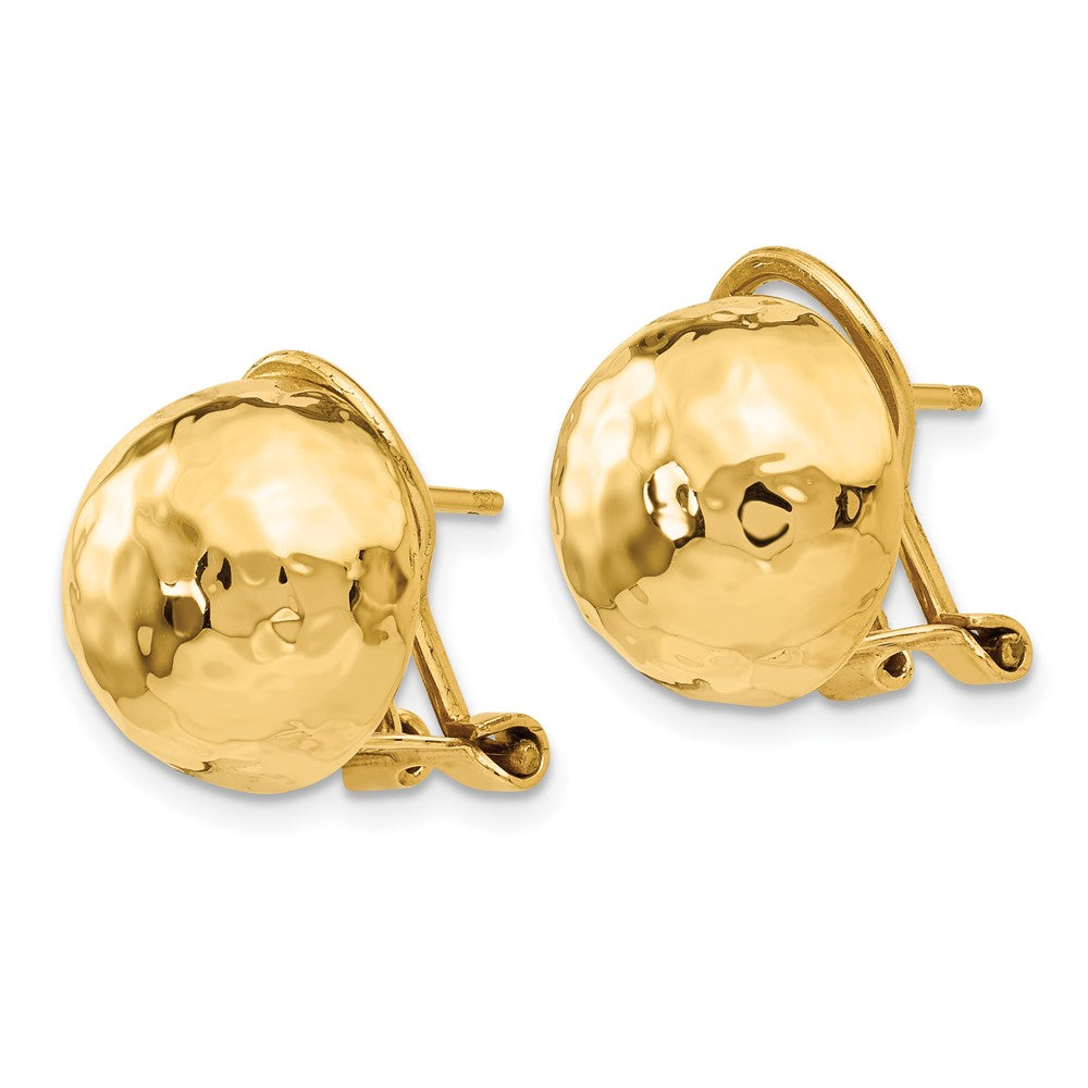 14K Gelbgold Gehämmert Omega Rückseite Ohrstecker