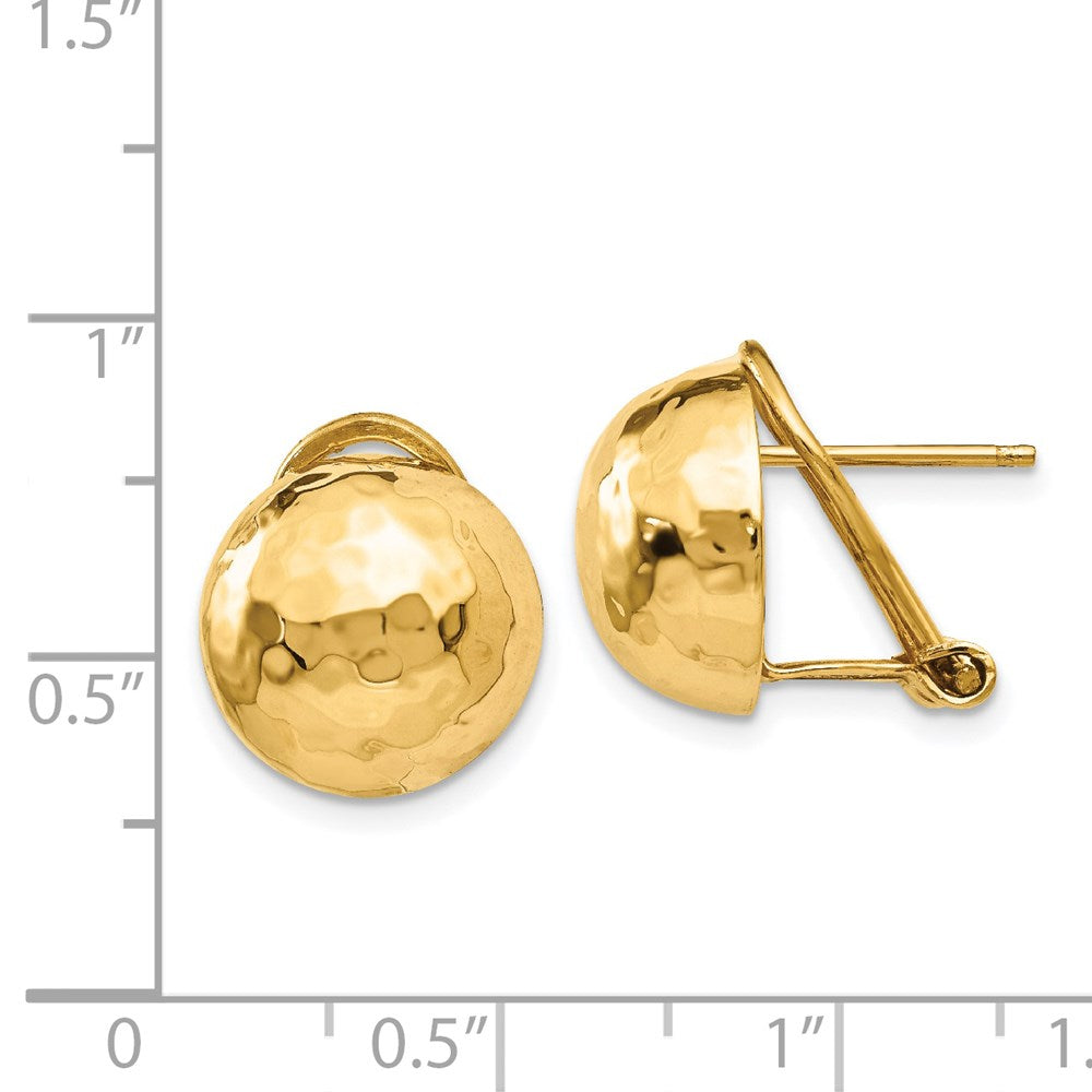 14K Gelbgold Gehämmert Omega Rückseite Ohrstecker