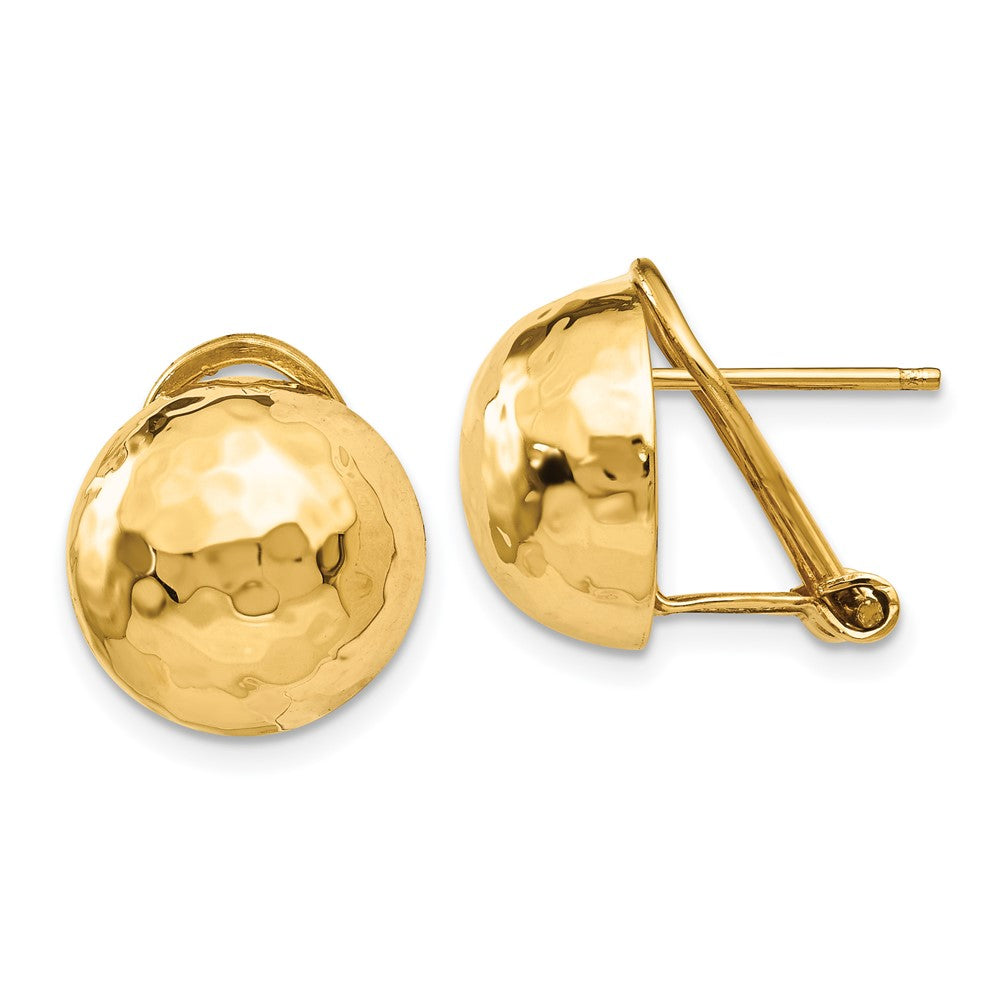 14K Gelbgold Gehämmert Omega Rückseite Ohrstecker