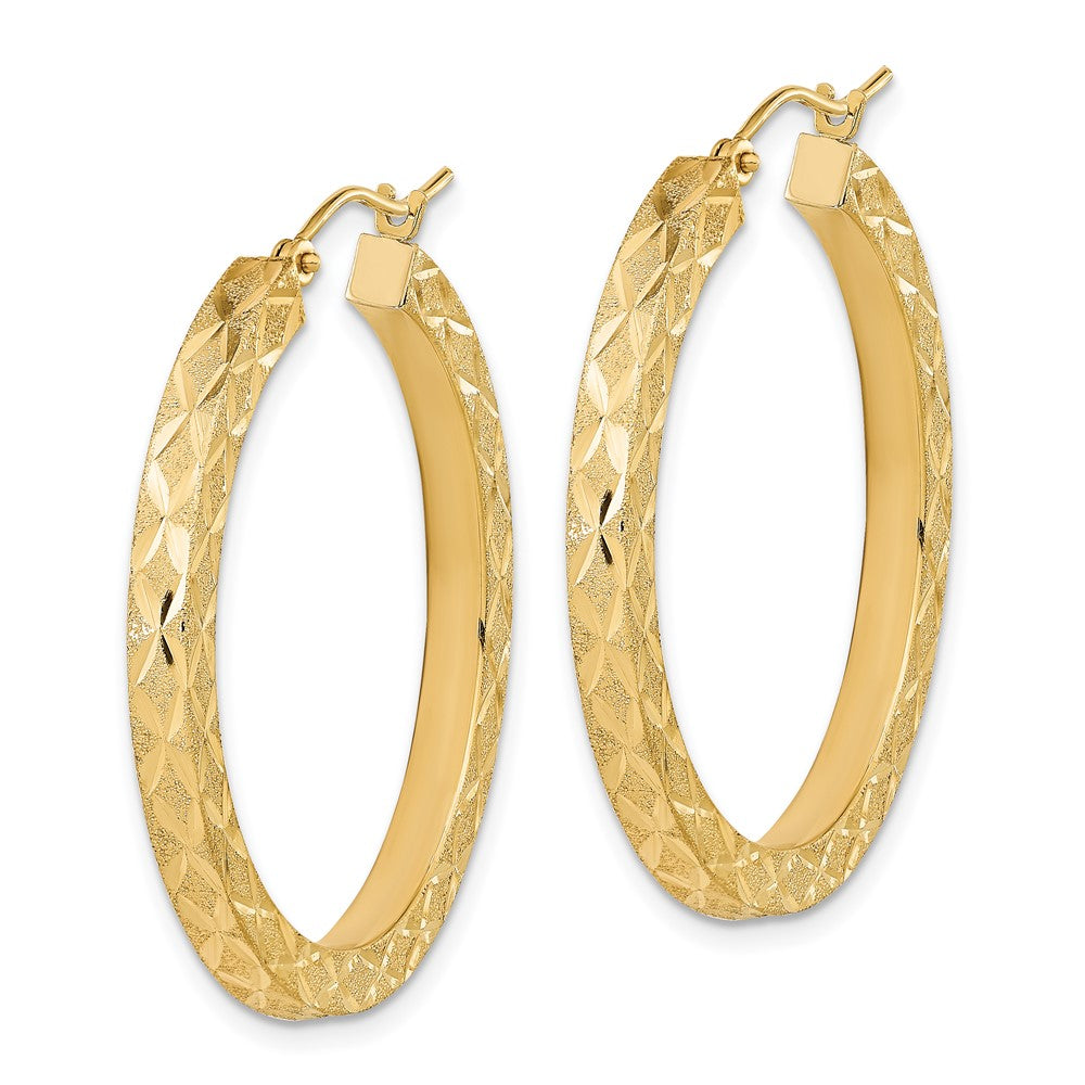 14K Gelbgold Satiniert Diamantiert Creolen
