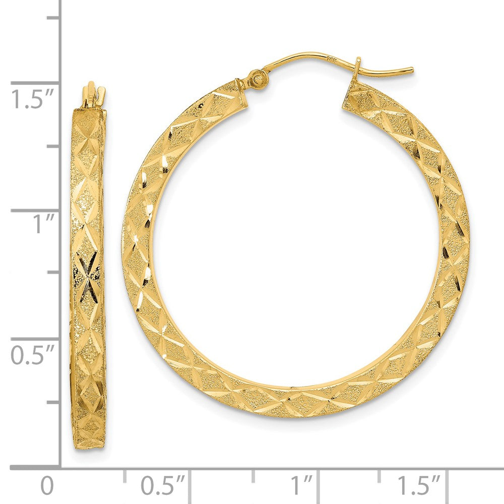 14K Gelbgold Satiniert Diamantiert Creolen