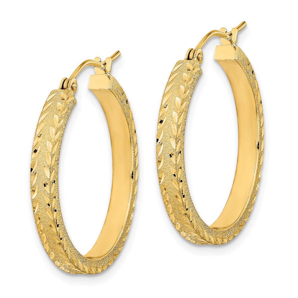 14K Gelbgold Poliert Satiniert Diamantiert Fantasie Creolen