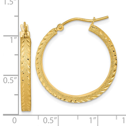 14K Gelbgold Poliert Satiniert Diamantiert Fantasie Creolen