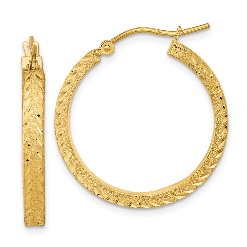 14K Gelbgold Poliert Satiniert Diamantiert Fantasie Creolen