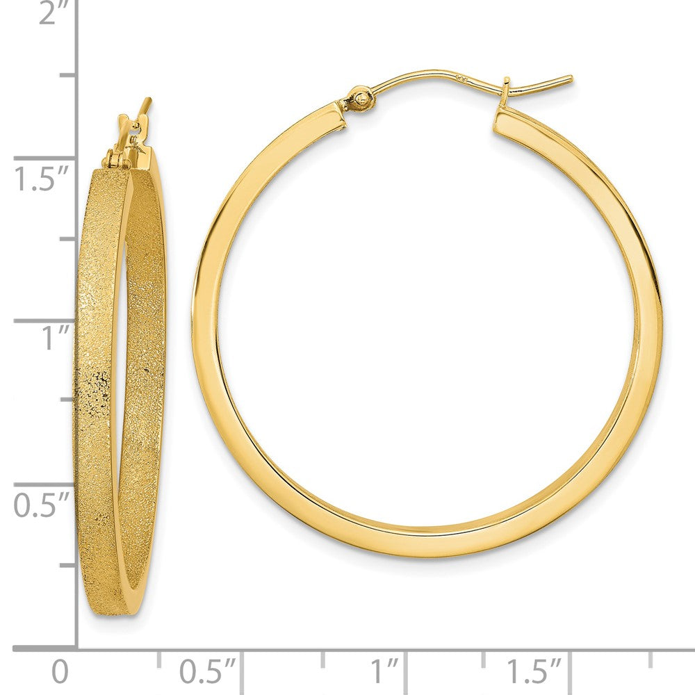 14K Gelbgold Poliert und Gebürstet Creolen