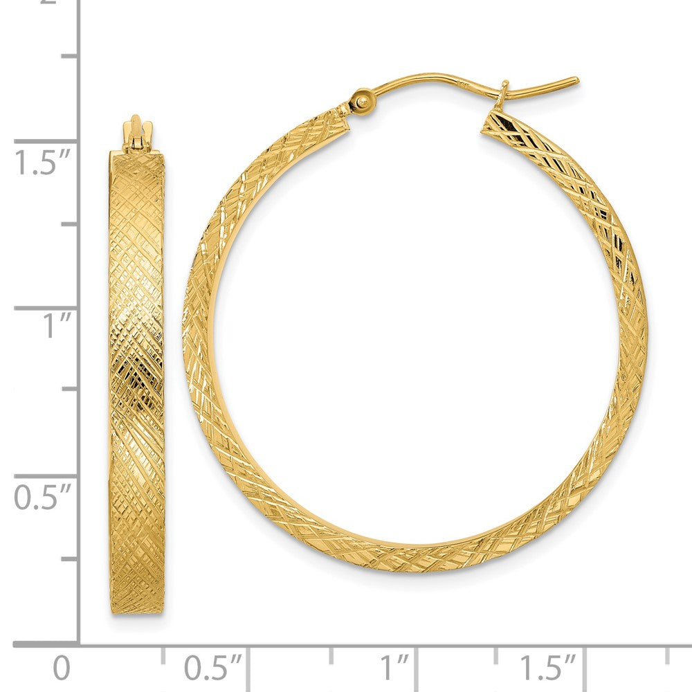 14K Gelbgold Poliert und Strukturiert Creolen