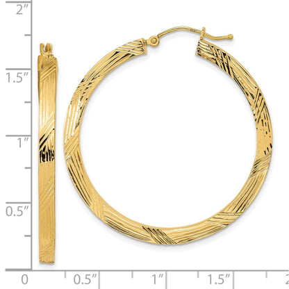 14K Gelbgold Poliert und Strukturiert Creolen