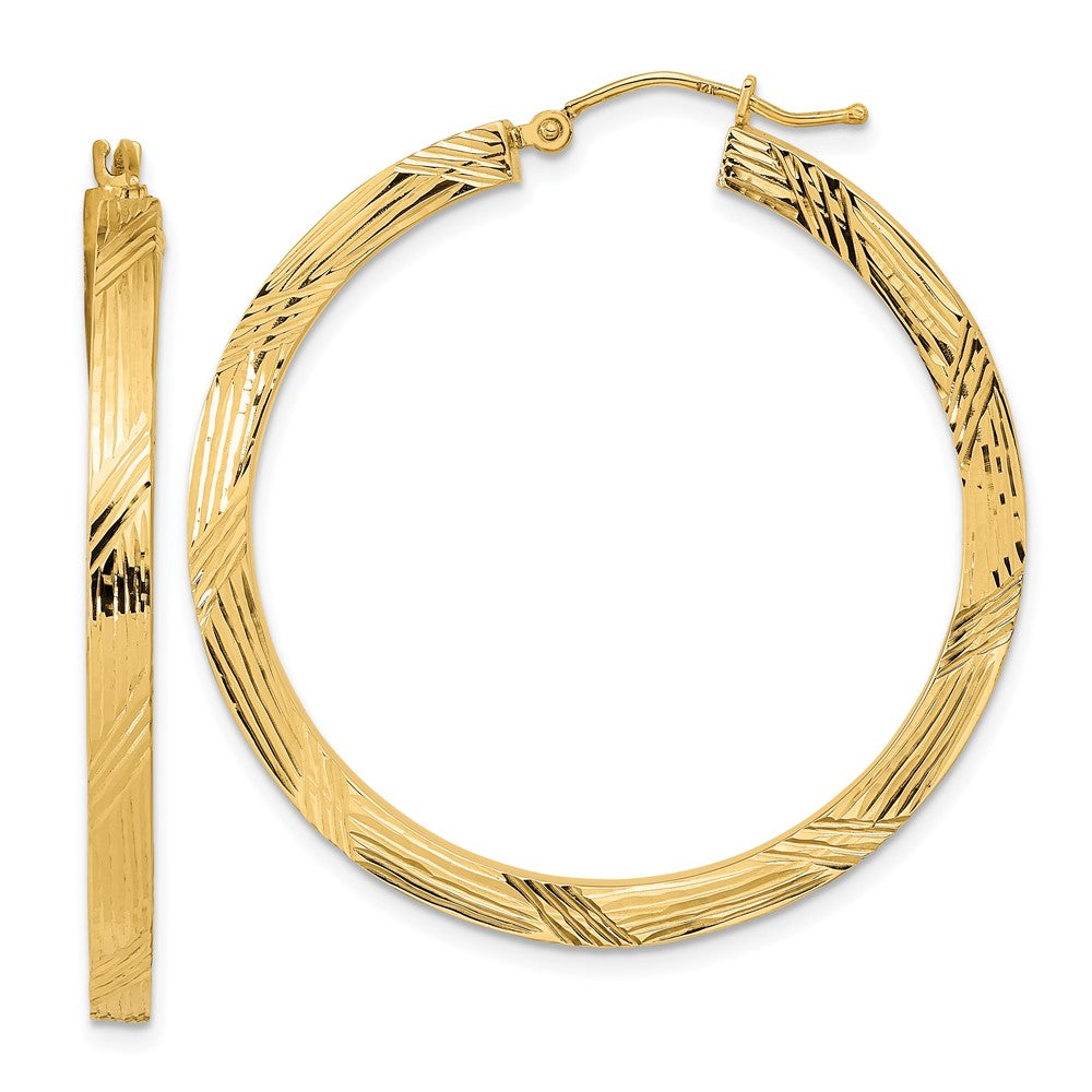 14K Gelbgold Poliert und Strukturiert Creolen