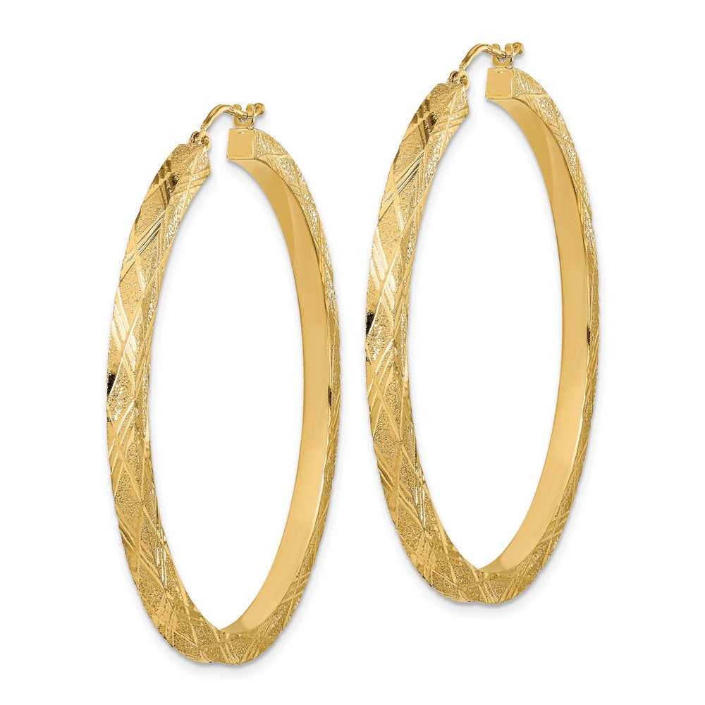 14K Gelbgold Poliert und Strukturiert Creolen