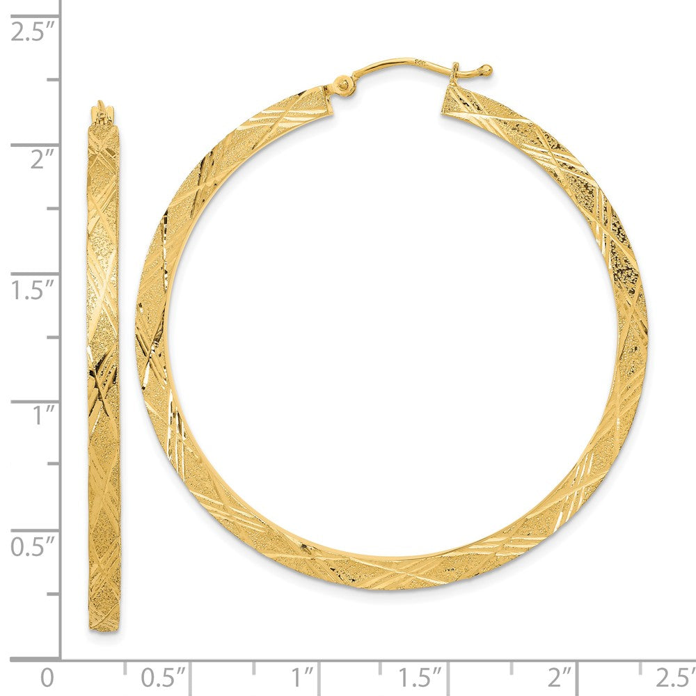 14K Gelbgold Poliert und Strukturiert Creolen