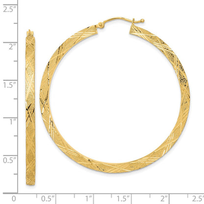 14K Gelbgold Poliert und Strukturiert Creolen