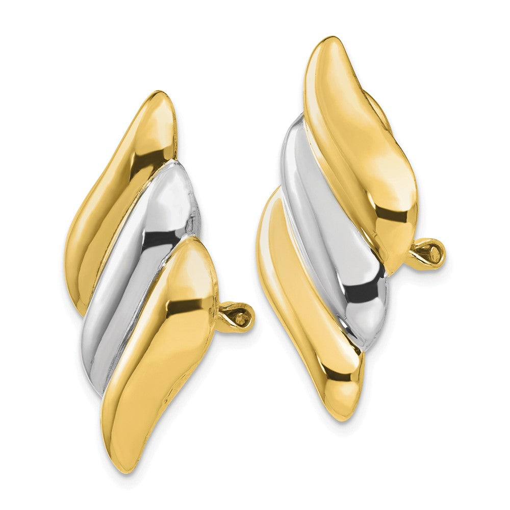 14K Gelb & Rhodium Non-pierced Omega Rückseite Ohrringe