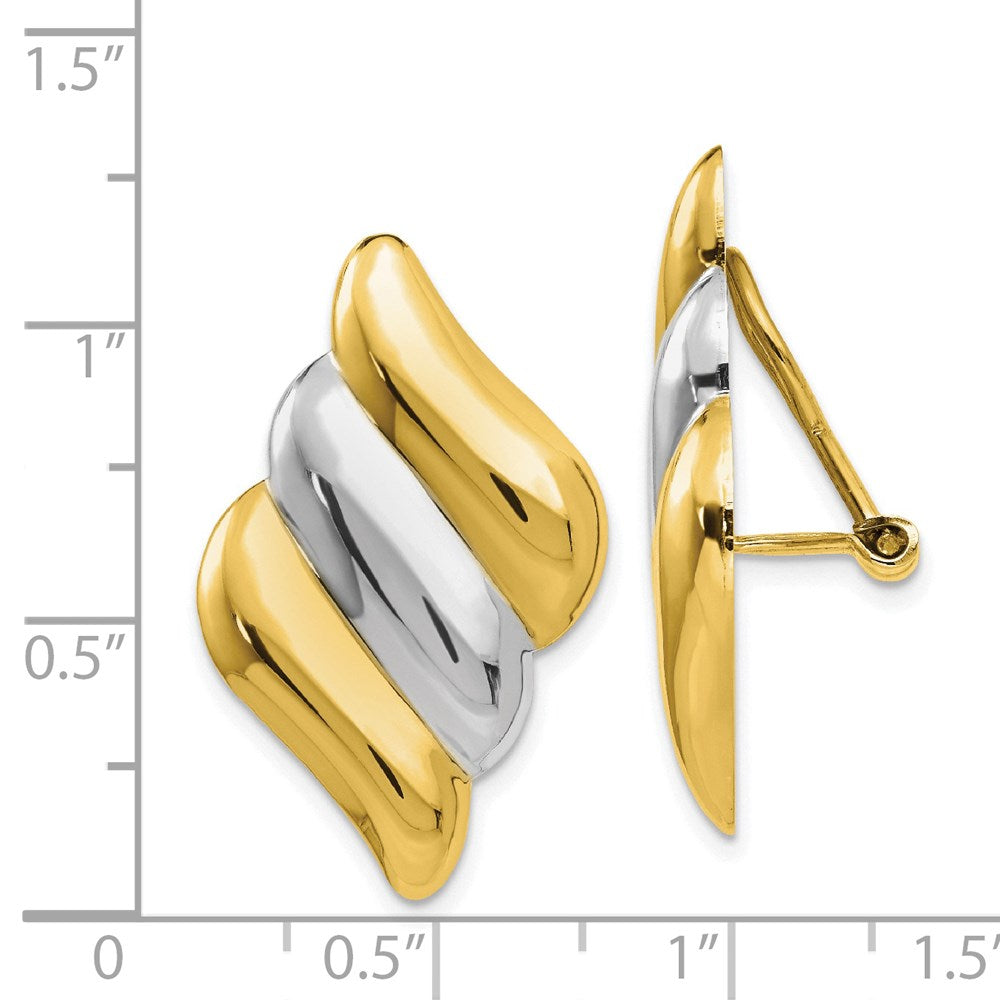 14K Gelb & Rhodium Non-pierced Omega Rückseite Ohrringe