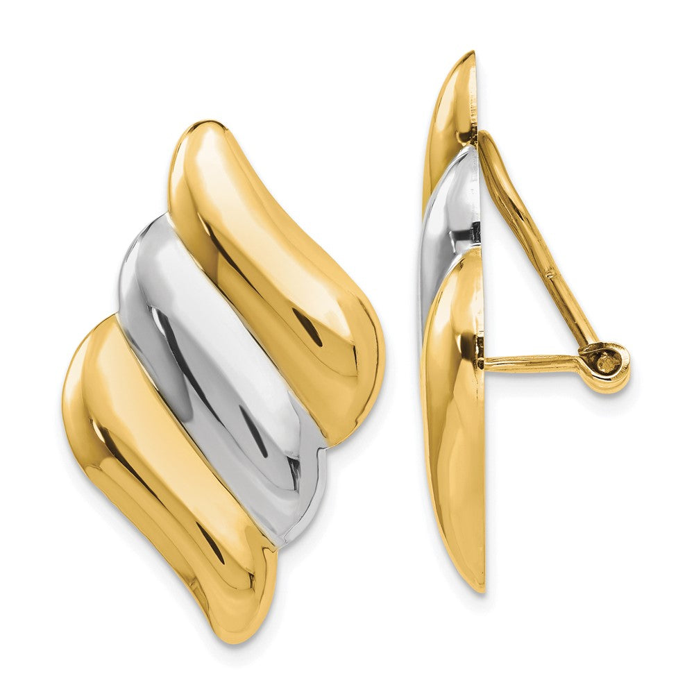 14K Gelb & Rhodium Non-pierced Omega Rückseite Ohrringe