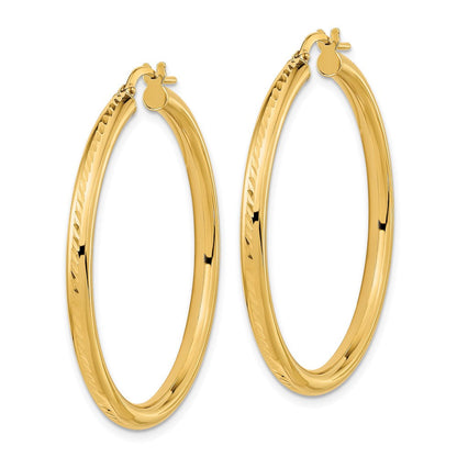 14K Gelbgold Poliert und Strukturiert Creolen