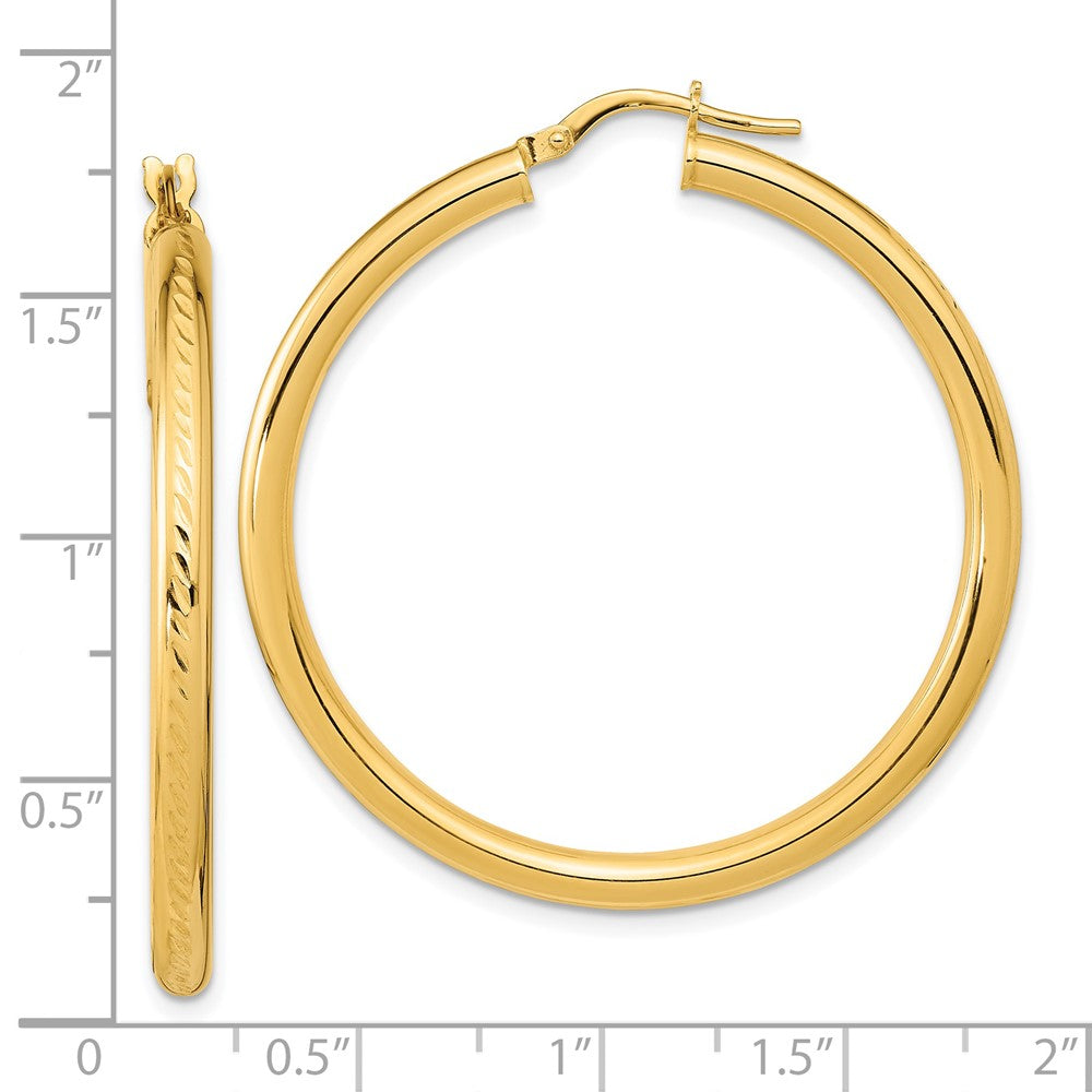 14K Gelbgold Poliert und Strukturiert Creolen