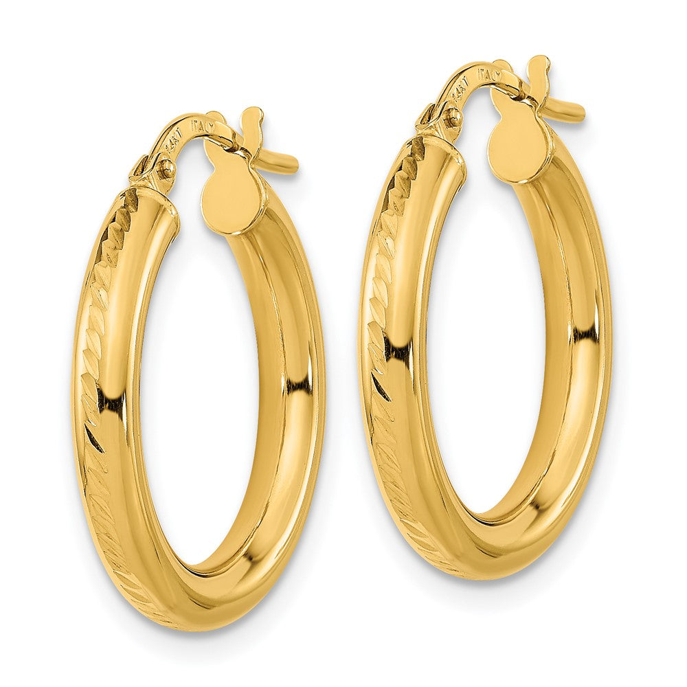 14K Gelbgold Poliert und Strukturiert Creolen
