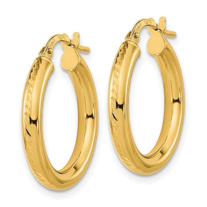14K Gelbgold Poliert und Strukturiert Creolen
