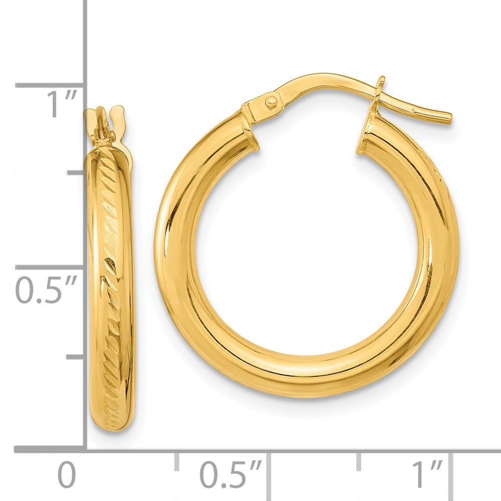 14K Gelbgold Poliert und Strukturiert Creolen