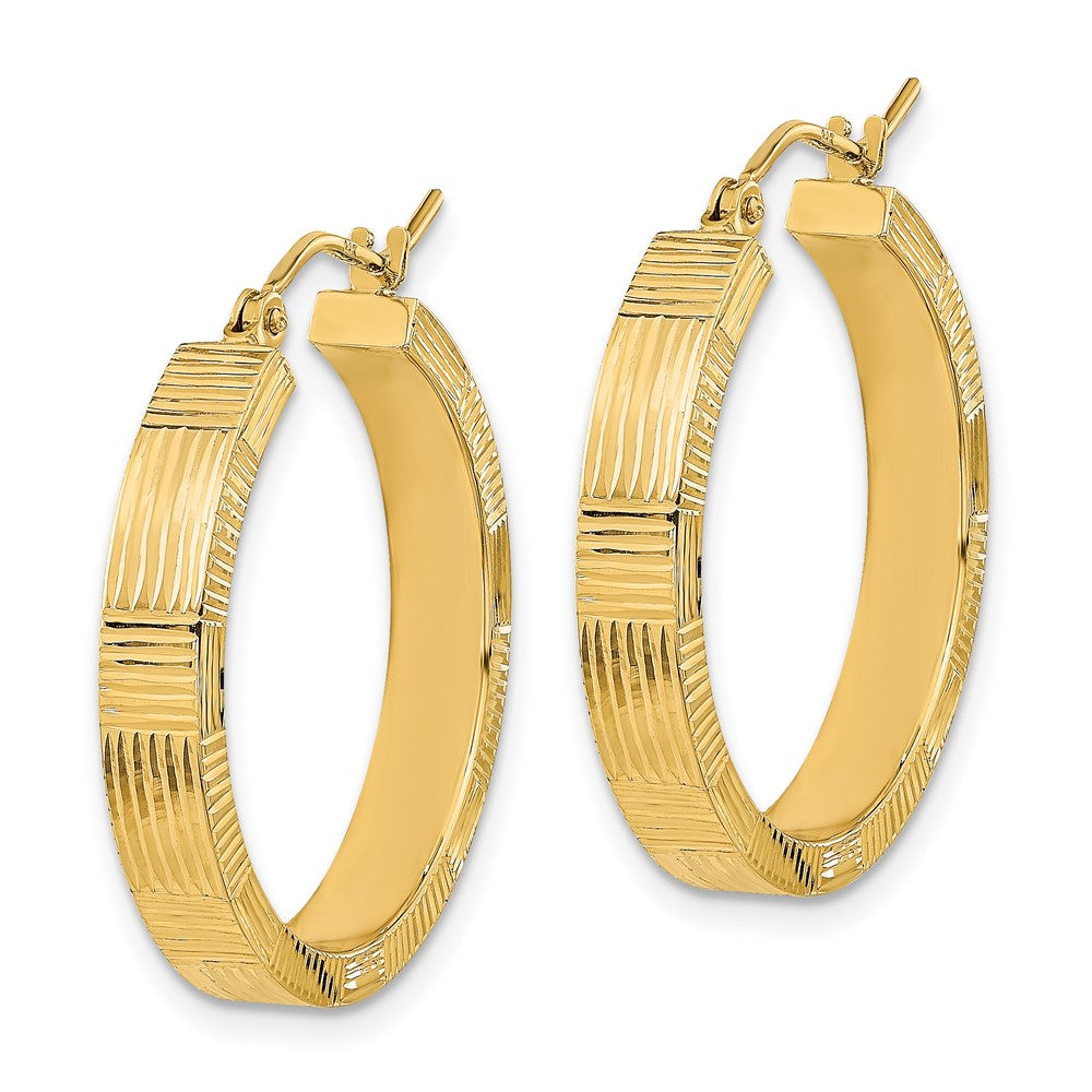 14K Gelbgold Poliert Gemustert Creolen
