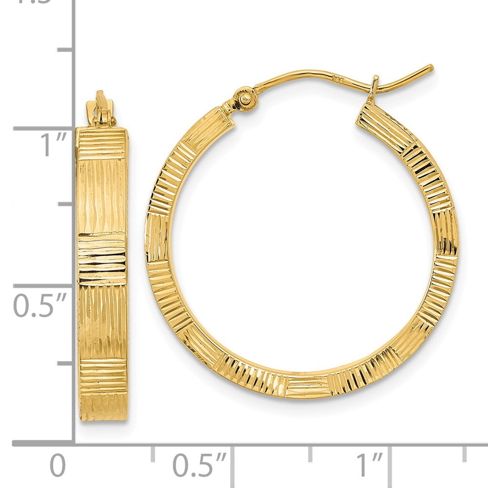14K Gelbgold Poliert Gemustert Creolen