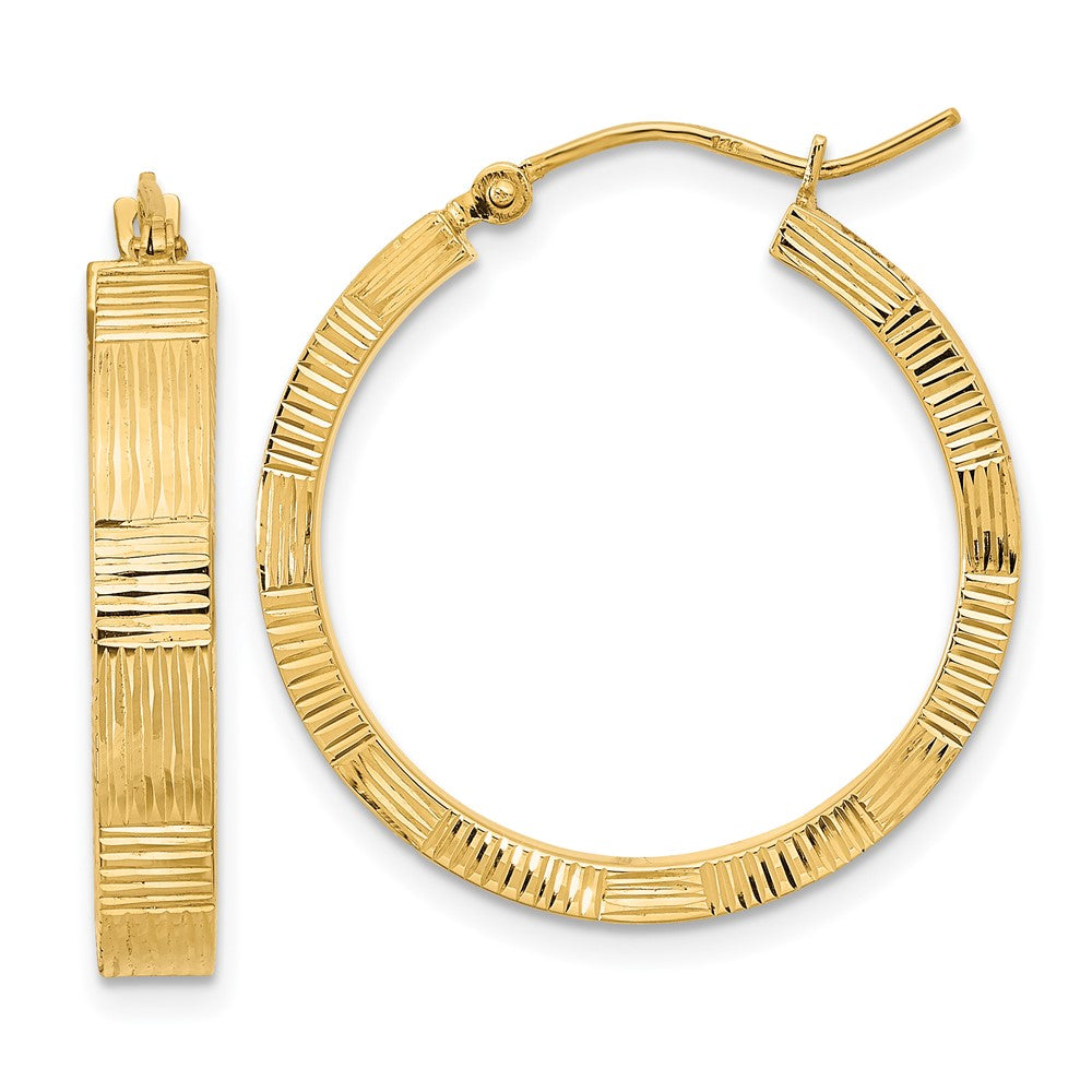 14K Gelbgold Poliert Gemustert Creolen