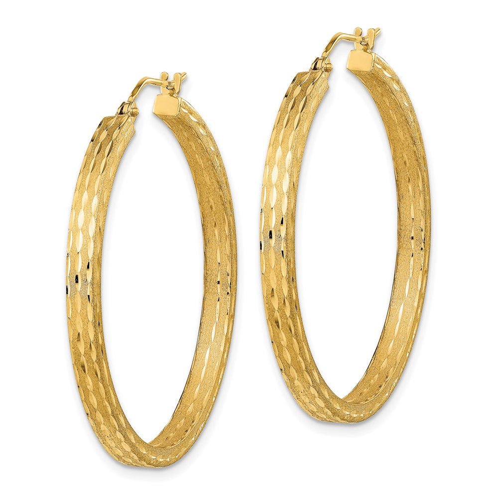 14K Gelbgold Satiniert und Diamantiert Creolen
