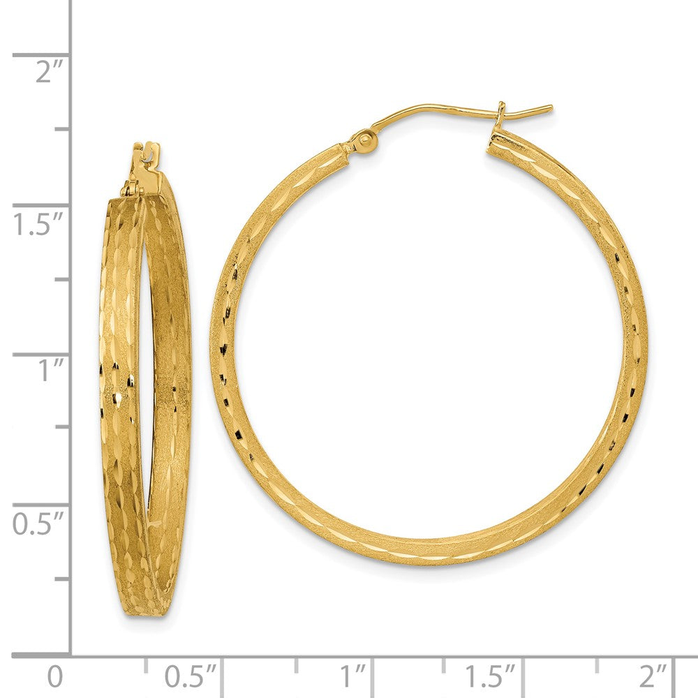 14K Gelbgold Satiniert und Diamantiert Creolen