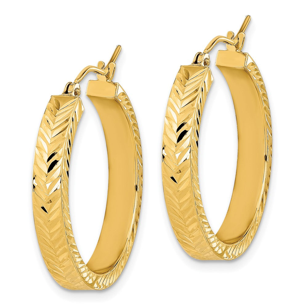 14K Gelbgold Poliert Diamantiert Creolen