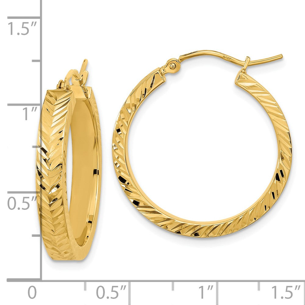 14K Gelbgold Poliert Diamantiert Creolen