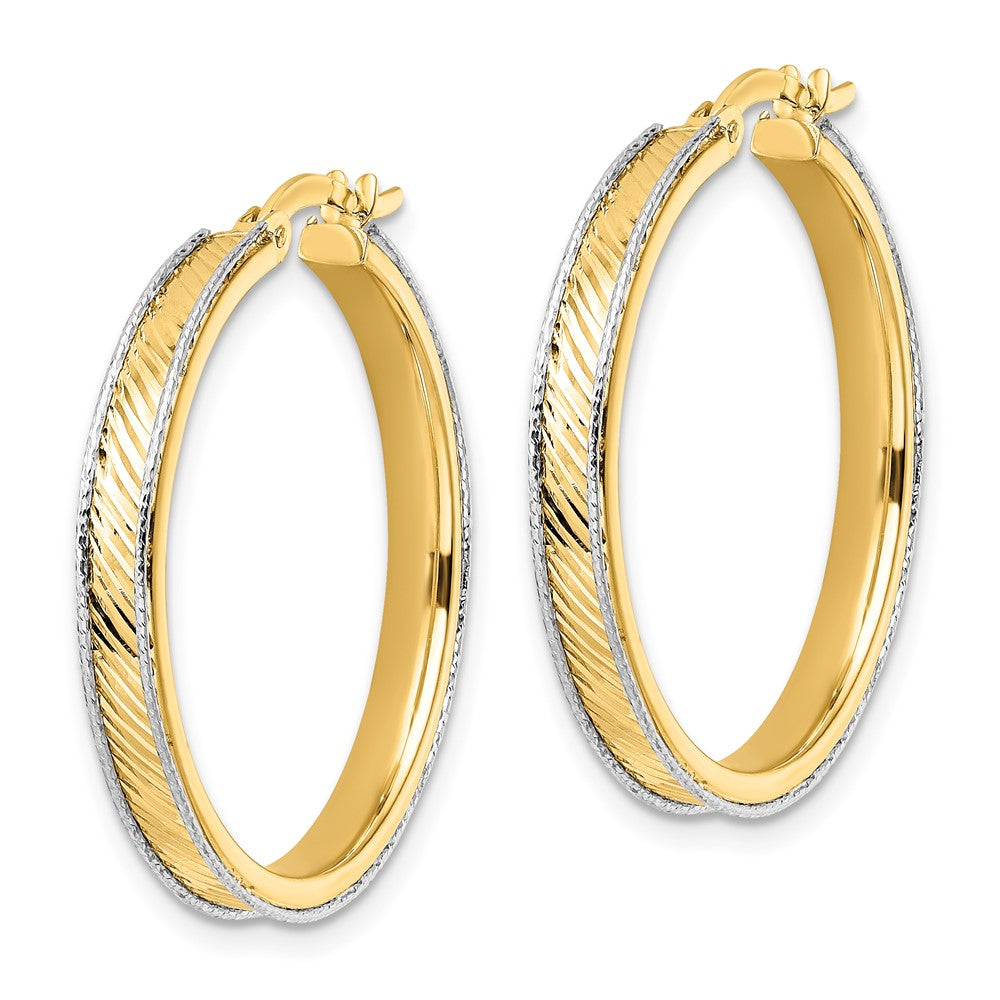 14K Bicolor Poliert Diamantiert Creolen