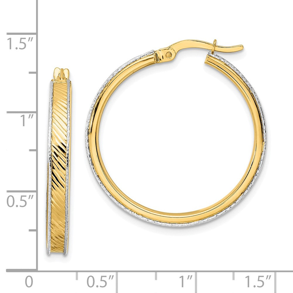 14K Bicolor Poliert Diamantiert Creolen