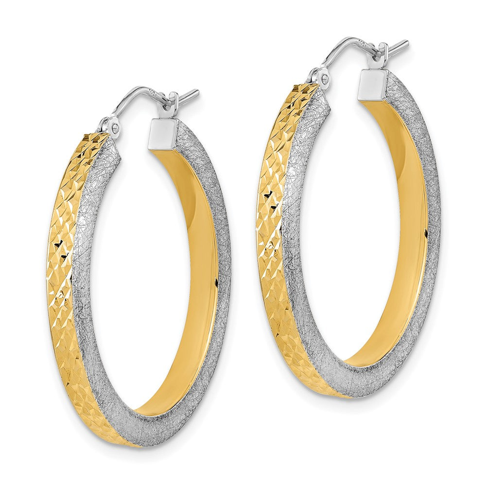14K Weißgold Gelb Rhodium Poliert Gebürstet Diamantiert Creolen