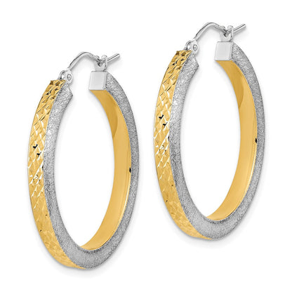 14K Weißgold Gelb Rhodium Poliert Gebürstet Diamantiert Creolen