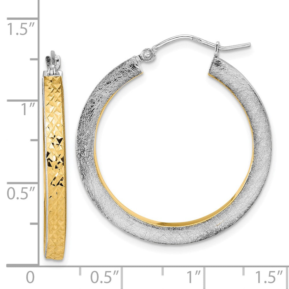 14K Weißgold Gelb Rhodium Poliert Gebürstet Diamantiert Creolen