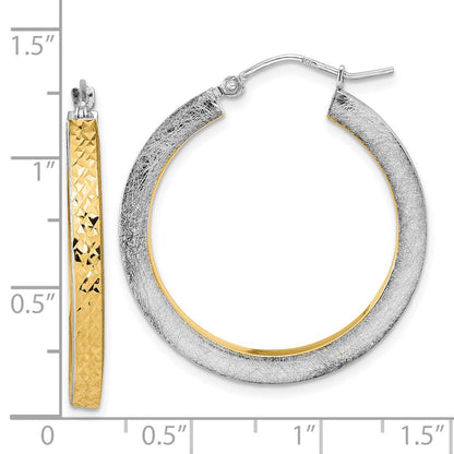 14K Weißgold Gelb Rhodium Poliert Gebürstet Diamantiert Creolen