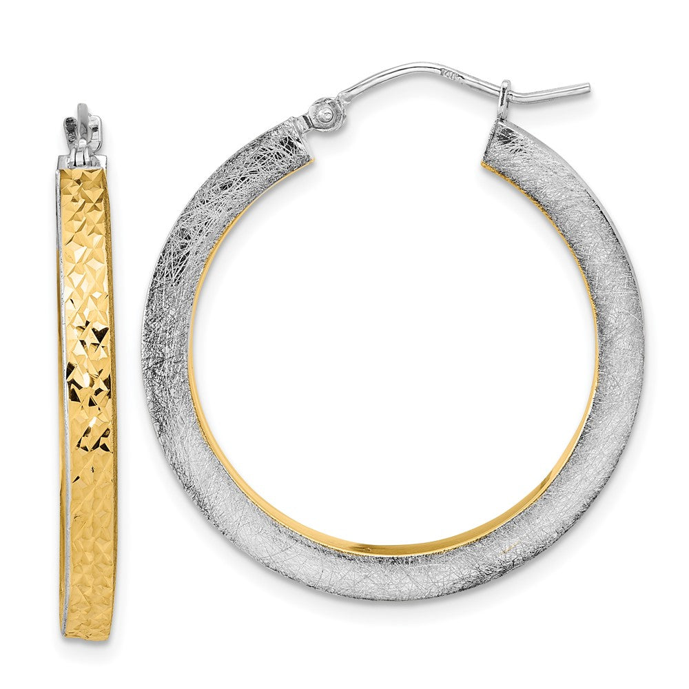 14K Weißgold Gelb Rhodium Poliert Gebürstet Diamantiert Creolen